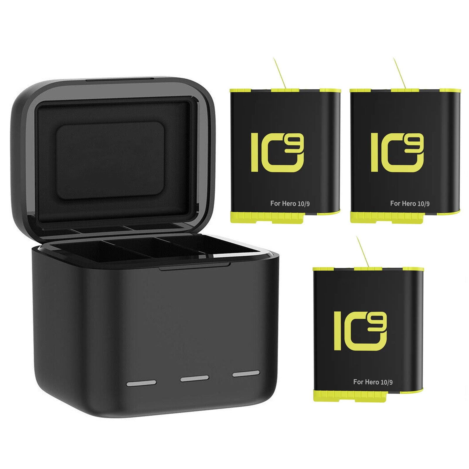 Hridz 3 channel Charger and 1800mAh Battery for GoPro Hero 11 10 9 - HRIDZ