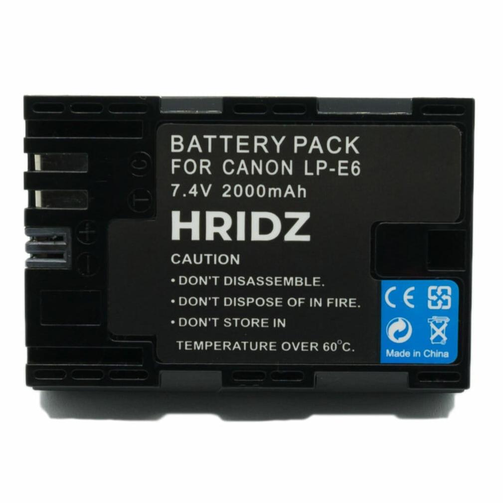 HRIDZ LP-E6 E6NH Battery for Canon EOS R7 R6 5D 6D 7D 80D 70D 60D LP-E6NH 60Da - HRIDZ