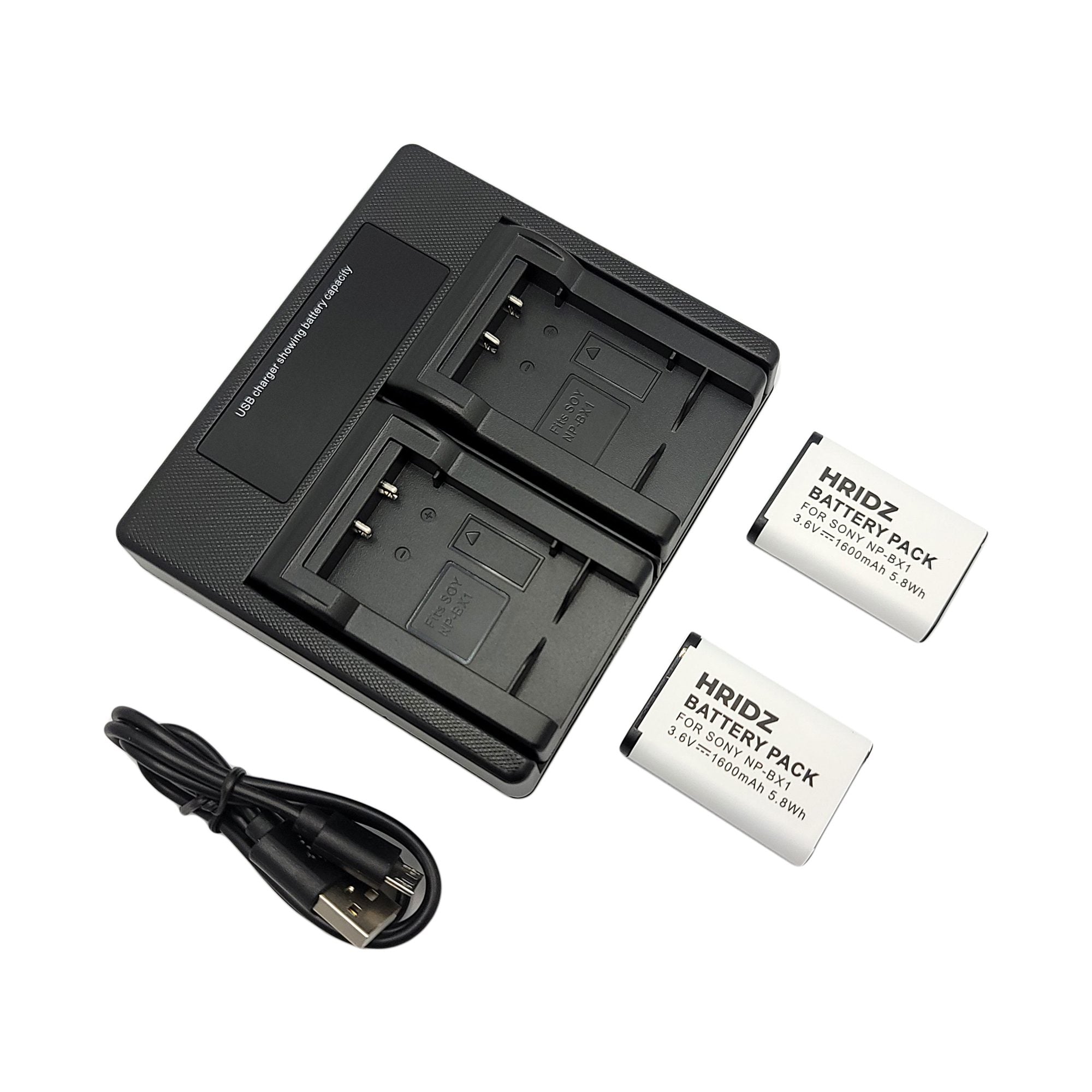 Hridz 2pcs 1600mAh NP-BX1 Battery with LCD Dual Charger for Sony RX100 - HRIDZ