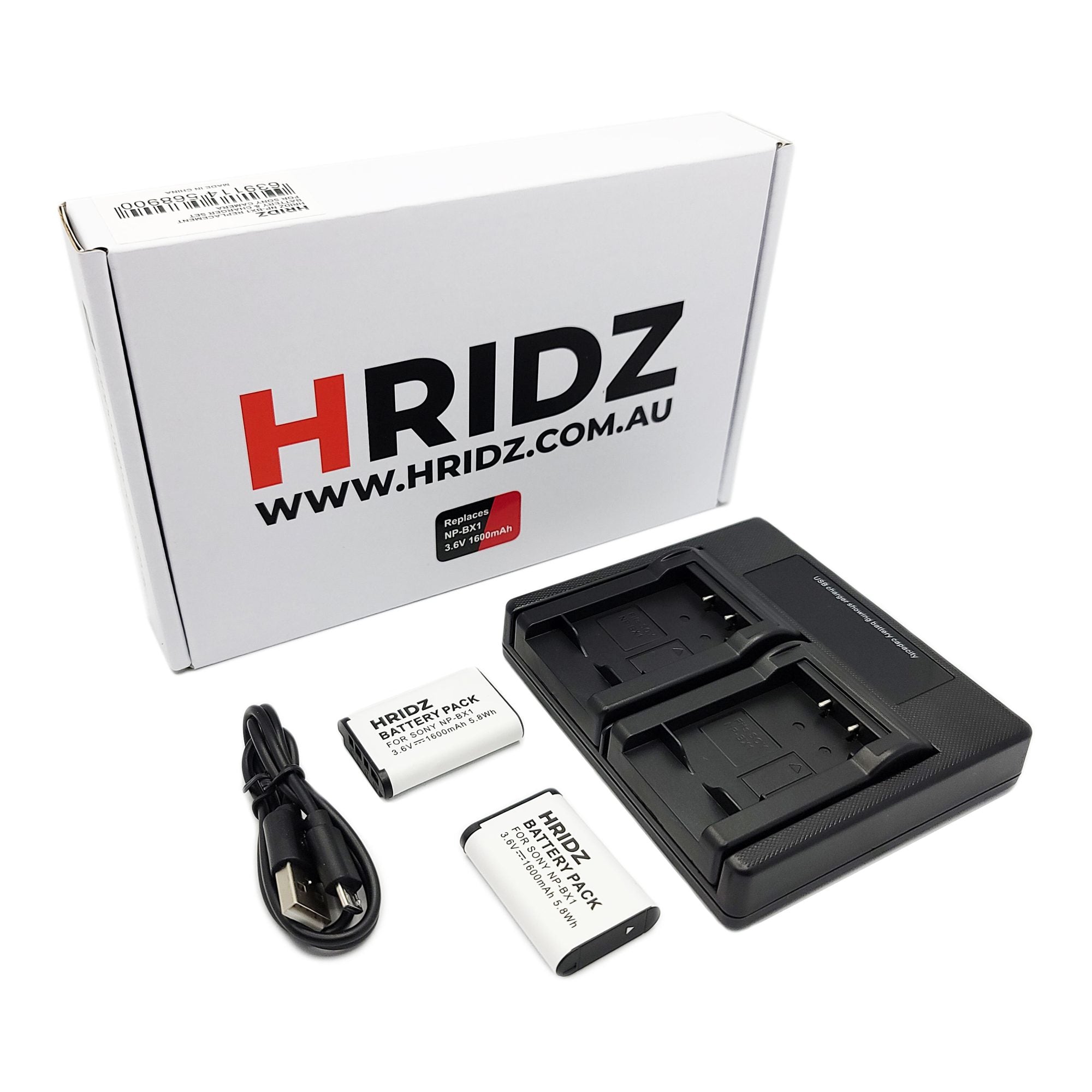 Hridz 2pcs 1600mAh NP-BX1 Battery with LCD Dual Charger for Sony RX100 - HRIDZ