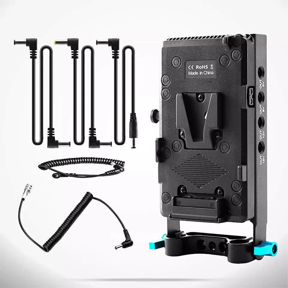 Hridz VMP-6P V-Mount Battery Adapter Plate with 5 Cables for BMPCC 4K 6K - HRIDZ