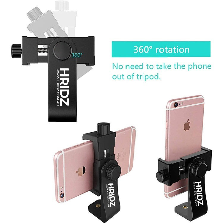 Hridz Universal Smartphone Tripod Mount Adapter Adjustable Clamp Phone Holder Clip Holder - HRIDZ