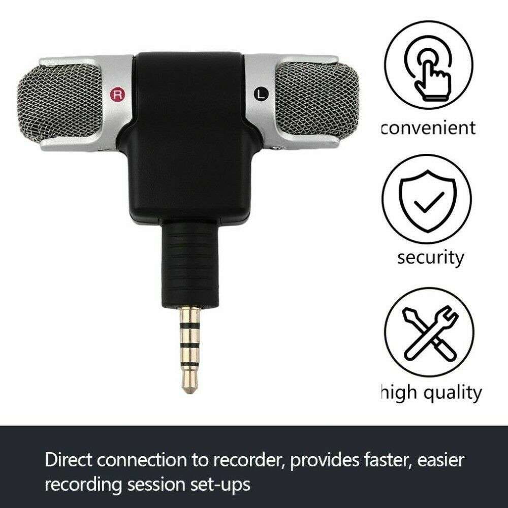 Hridz 3.5mm Mini Jack External Stereo Recorder Microphone Mic For Smart Phones - HRIDZ