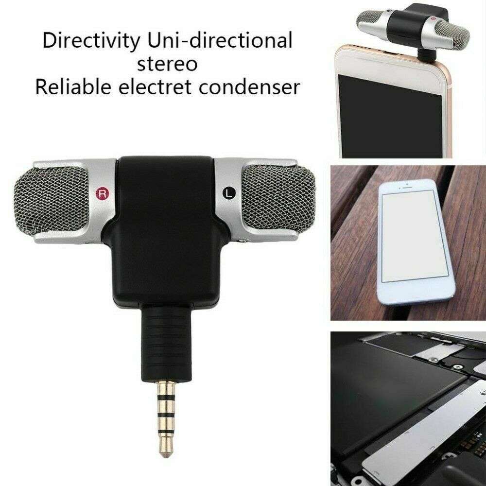 Hridz 3.5mm Mini Jack External Stereo Recorder Microphone Mic For Smart Phones - HRIDZ