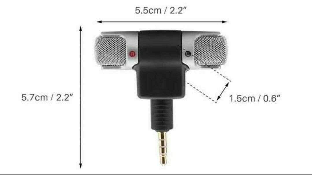 Hridz 3.5mm Mini Jack External Stereo Recorder Microphone Mic For Smart Phones - HRIDZ